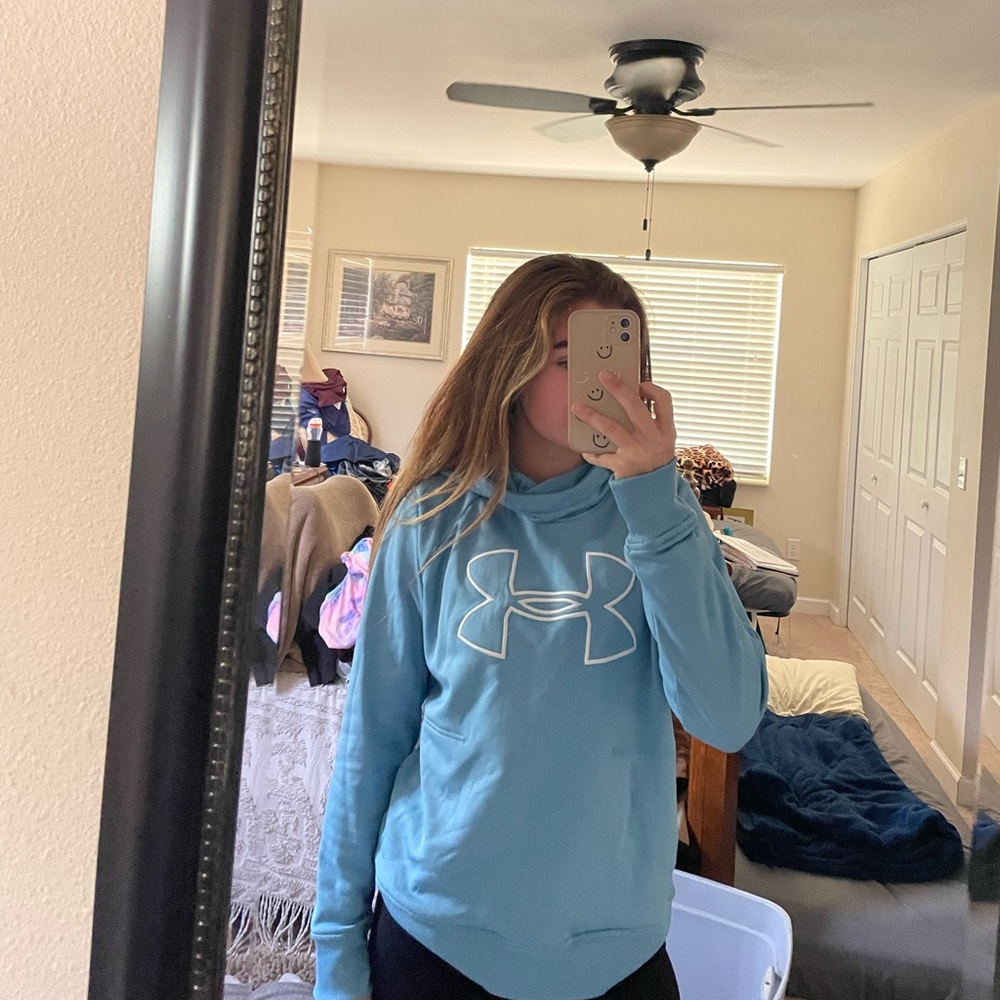 light blue medium under armor hoodie